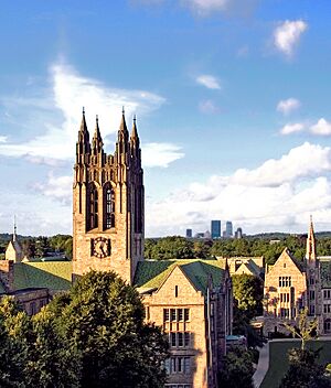 Boston College with Boston skyline