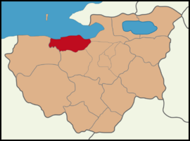 Map showing Mudanya District in Bursa Province