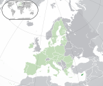 Map showing Cyprus in Europe