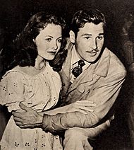 Jeanne Crain dancing with her husband Paul Brooks at the Mocambo, 1946