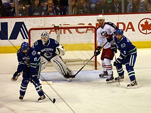 Kesler Schneider Carter Hahmhuis goal crease