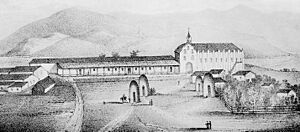 Mission San Gabriel circa 1838