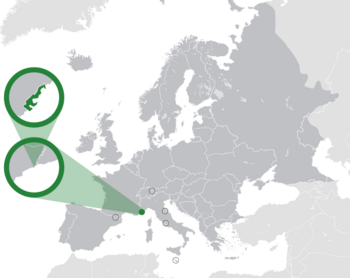 Location of  Monaco  (green)on the European continent  (dark grey)