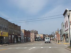 Looking west at downtown Wautoma, Wisconsin