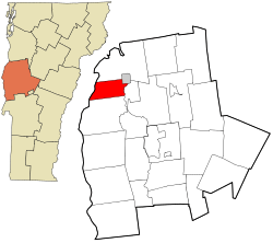 Location in Addison County and the state of Vermont.