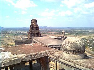 Remains of the ancient fort on the Krishnadevaraya Hill