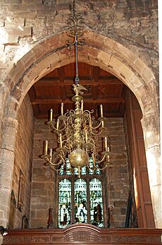 Leigh, St Mary the Virgin interior - brass chandelier