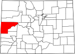 State map highlighting Mesa County