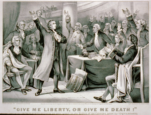 Patrick Henry speaking before the Virginia Assemblyf