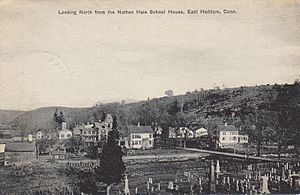 PostcardEastHaddamCTLkgNorthFrNathanHaleSchoolHouse1919