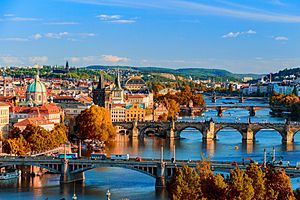 Prague skyline view