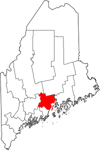 Map of Maine highlighting Waldo County