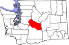 State map highlighting Kittitas County