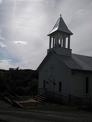 The former Methodist church sits in the center of the rural village.