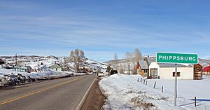 Entering Phippsburg on State Highway 131, February 2011