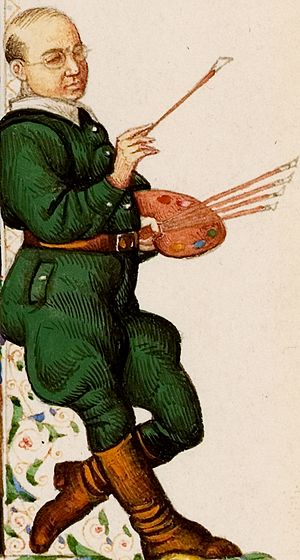 Self illustration by Arthur Szyk (1894-1951) from - The Haggadah, Dedication to King George VI (1936), Łódź, Poland (cropped)