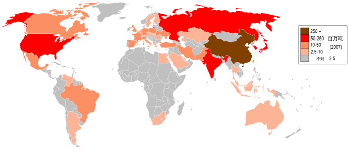 Steel production by country map