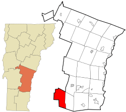 Location in Windsor County and the state of Vermont.