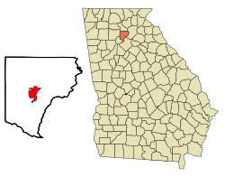 Location in Forsyth County and the state of Georgia