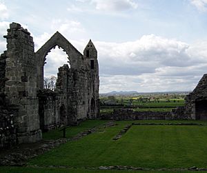 Haughmond Abbey small cloister and Wrekin