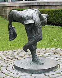 Johnny Podres HOF bronze sculpture 2014