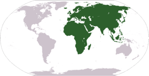 Map showing Africa-Eurasia (in green)