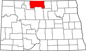 Map of North Dakota highlighting Bottineau County