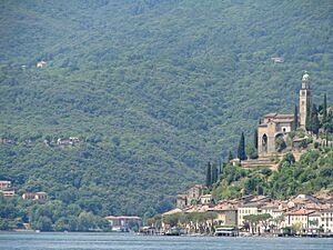 Morcote village from boat