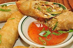 Chicken and shrimp spring rolls