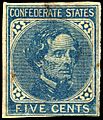 Confederate stamp Jefferson Davis 5c 1862 issue