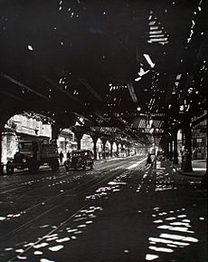 El', Second and Third Avenue lines, Bowery taken from Division St., Manhattan (NYPL b13668355-482843)