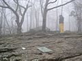 Hiker signing register at Springer Mountain