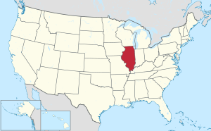 Map of the United States highlighting Illinois