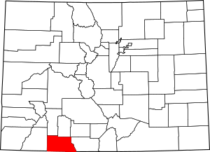 Map of Colorado highlighting Archuleta County