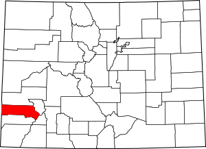 Map of Colorado highlighting San Miguel County