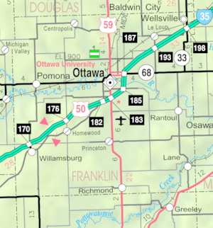 KDOT map of Franklin County (legend)