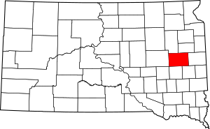 Map of South Dakota highlighting Kingsbury County