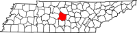 Map of Tennessee highlighting Rutherford County