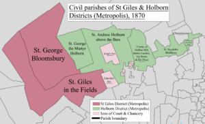 St Giles & Holborn Civil Parish Map 1870