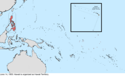 Map of the change to the United States in the Pacific Ocean on June 14, 1900