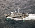 Aerial port beam view of USS Aquila (PHM-4) underway US Navy DN-SC-87-07089