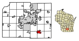 Location of Stoughton in Dane County, Wisconsin