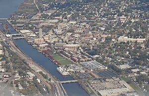 Aerial view of downtown Elgin