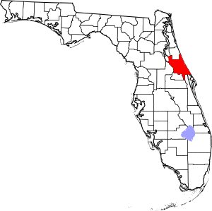 Map of Florida highlighting Volusia County