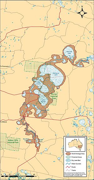 Map of the Willandra Lakes Region, showing the World Heritage Area boundaries, 2008