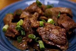 Pork adobo with shallots