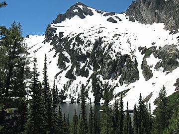 A photo of Alpine Peak and Alpine Lake
