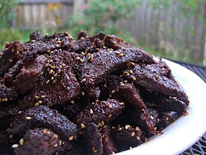 Orange-marinated beef jerky