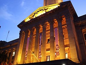 Brisbane City Hall evening lights