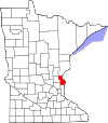 State map highlighting Chisago County